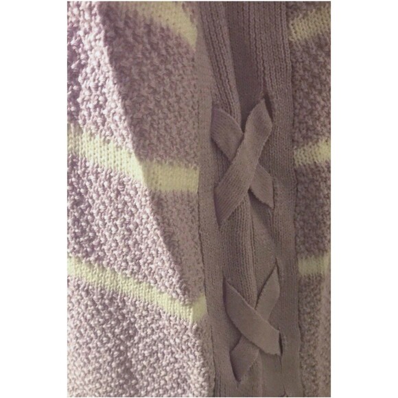Design 365 Saks Pastel Purple XL Sweater NWT Lace Up Side Stripe Cotton Romantic - Picture 2 of 6
